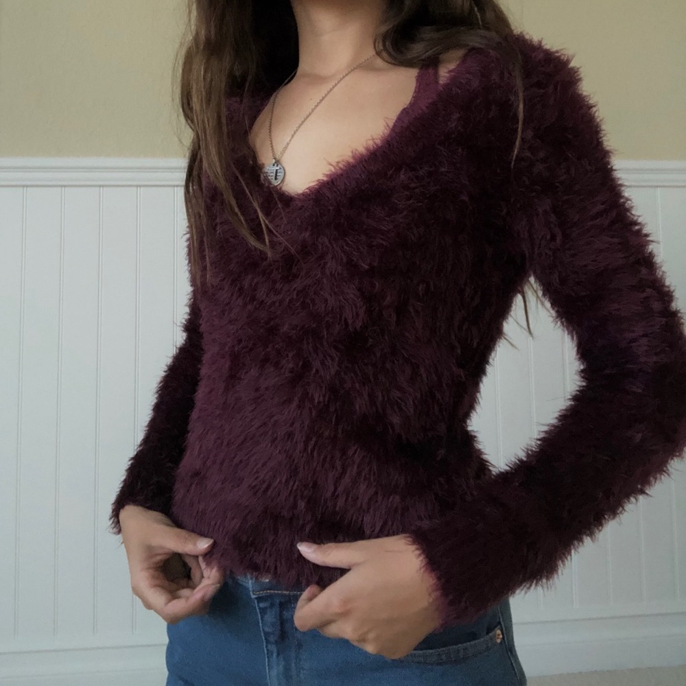 Maroon fuzzy sweater!